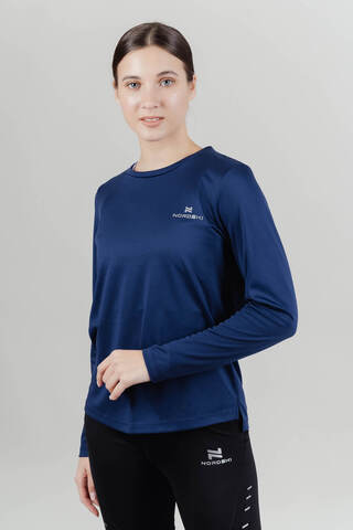 Женская футболка для бега с длинным рукавом Nordski Run темно-синяя