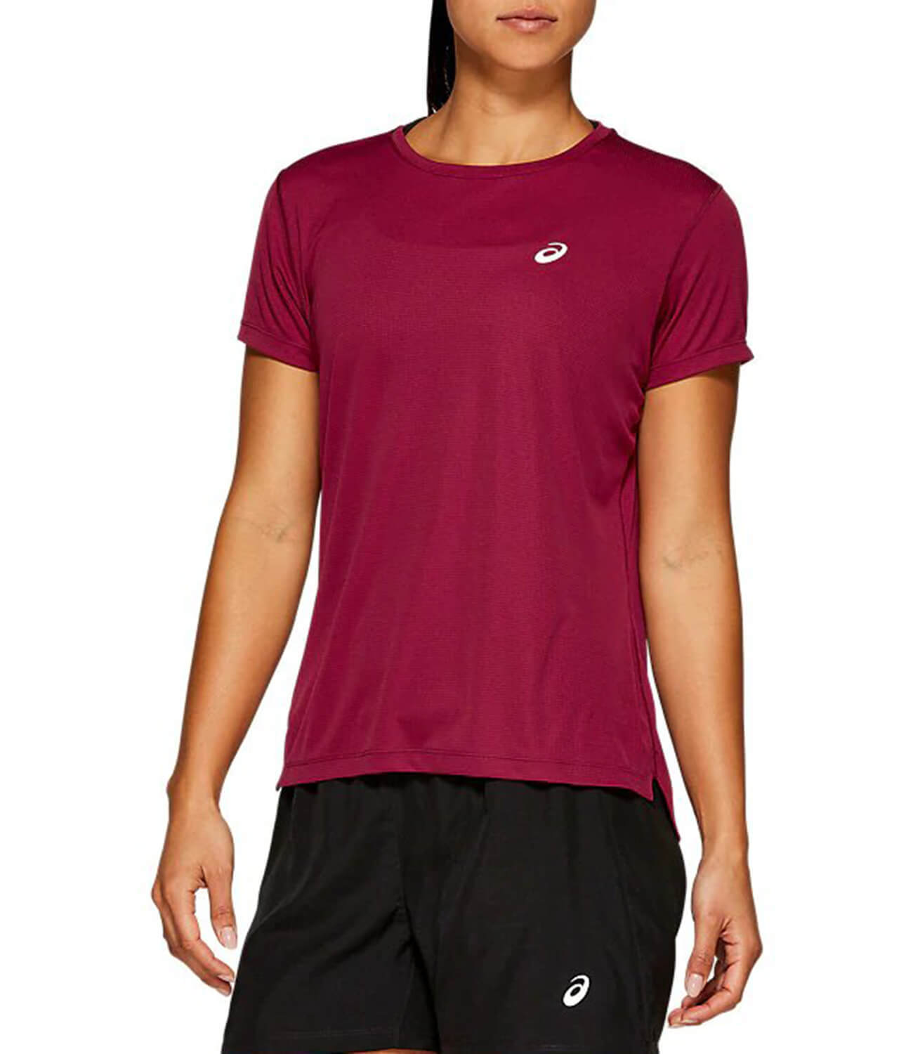 Asics Silver Ss Top футболка для бега женская бордовая