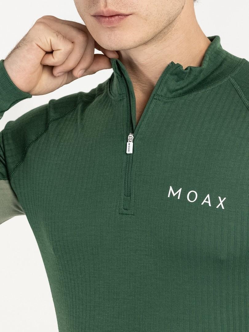 Мужская терморубашка с воротником Moax Race LS темно-зеленая - 6