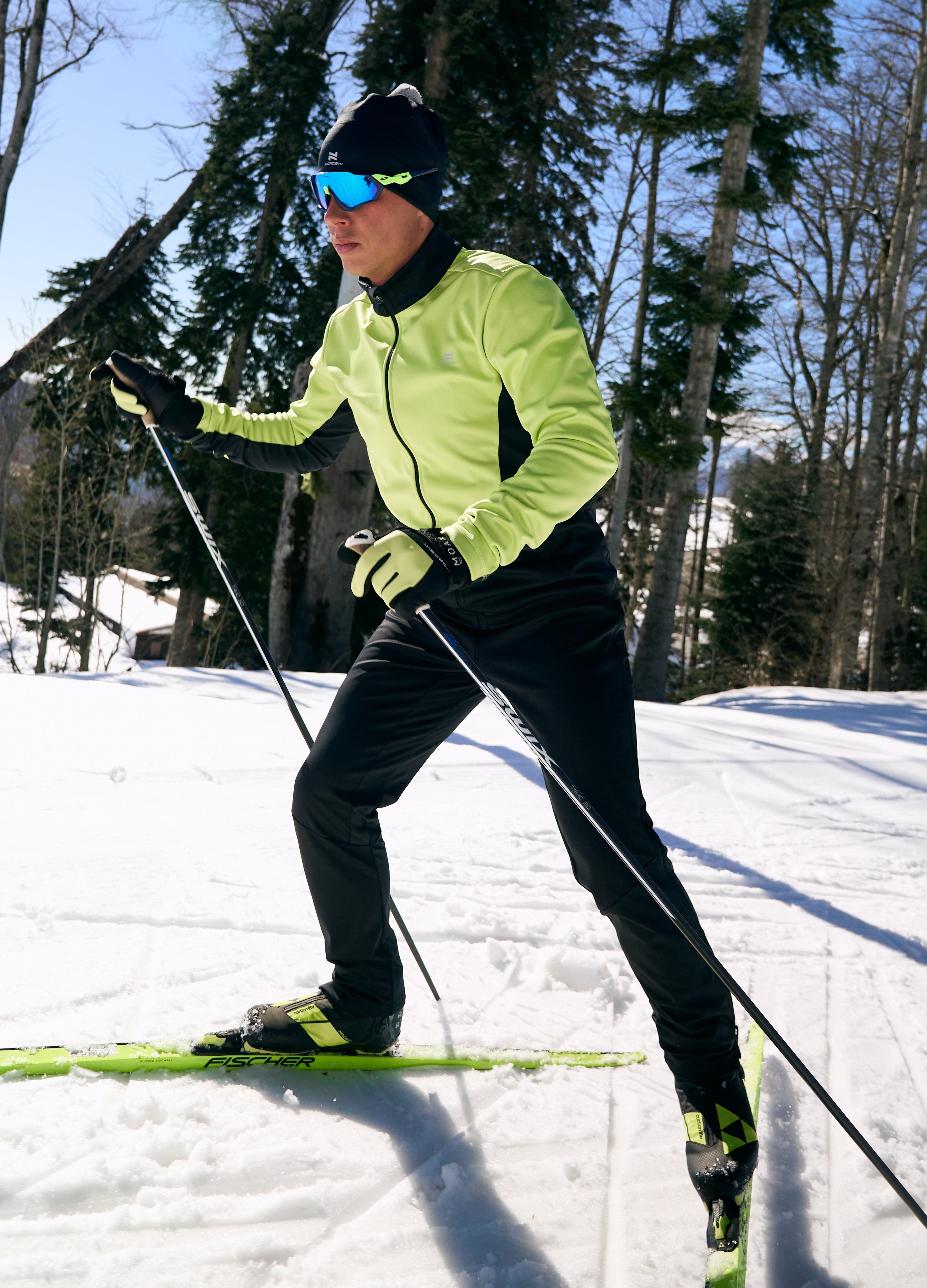 Мужской тренировочный лыжный костюм Nordski Advance lime-black - 2