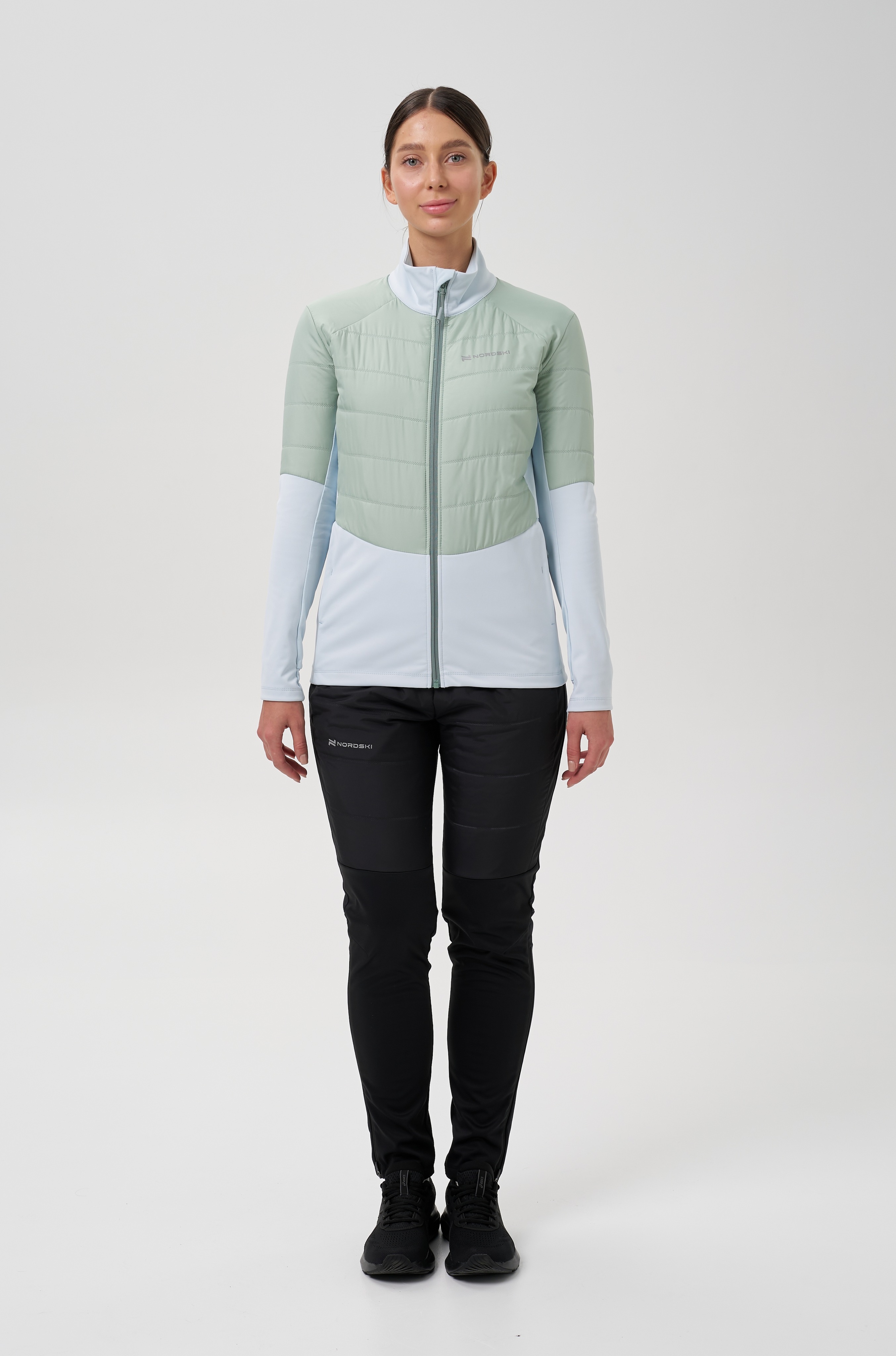 Женский костюм для лыж и бега зимой Nordski Hybrid Pro 2.0 pearl blue-ice mint