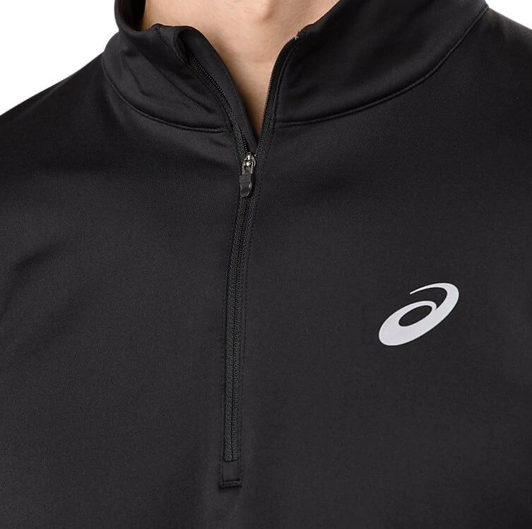 Asics Silver Ls 1/2 Zip Winter утепленная рубашка для бега мужская черная - 4