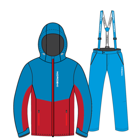 Nordski Montana Premium RUS теплый лыжный костюм мужской Blue-Red