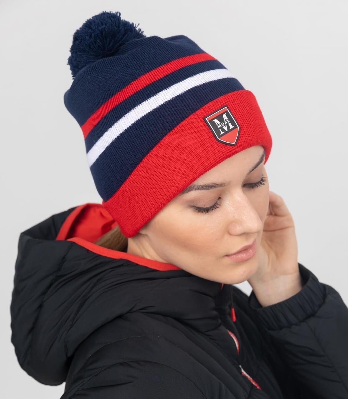 Вязаная шапка Moax Blizzard синий-красный - 4