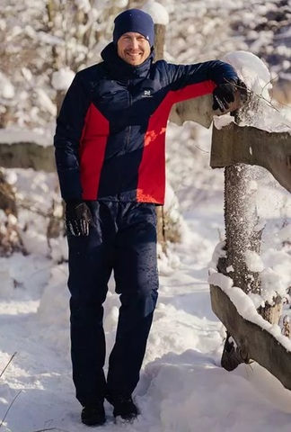 Зимний лыжный костюм мужской Nordski Base темно-синий-красный