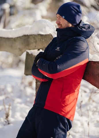 Зимний лыжный костюм мужской Nordski Base темно-синий-красный