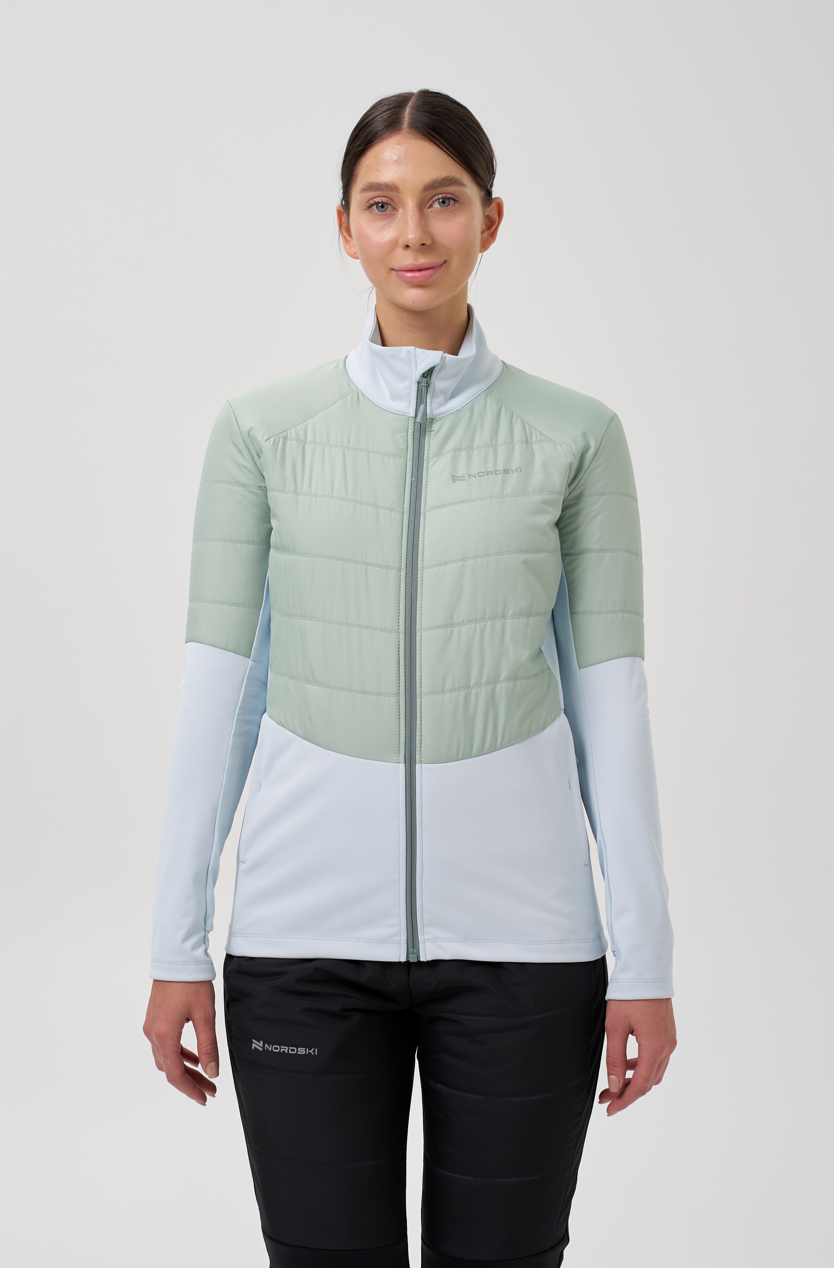 Женский костюм для лыж и бега зимой Nordski Hybrid Pro 2.0 pearl blue-ice mint - 5