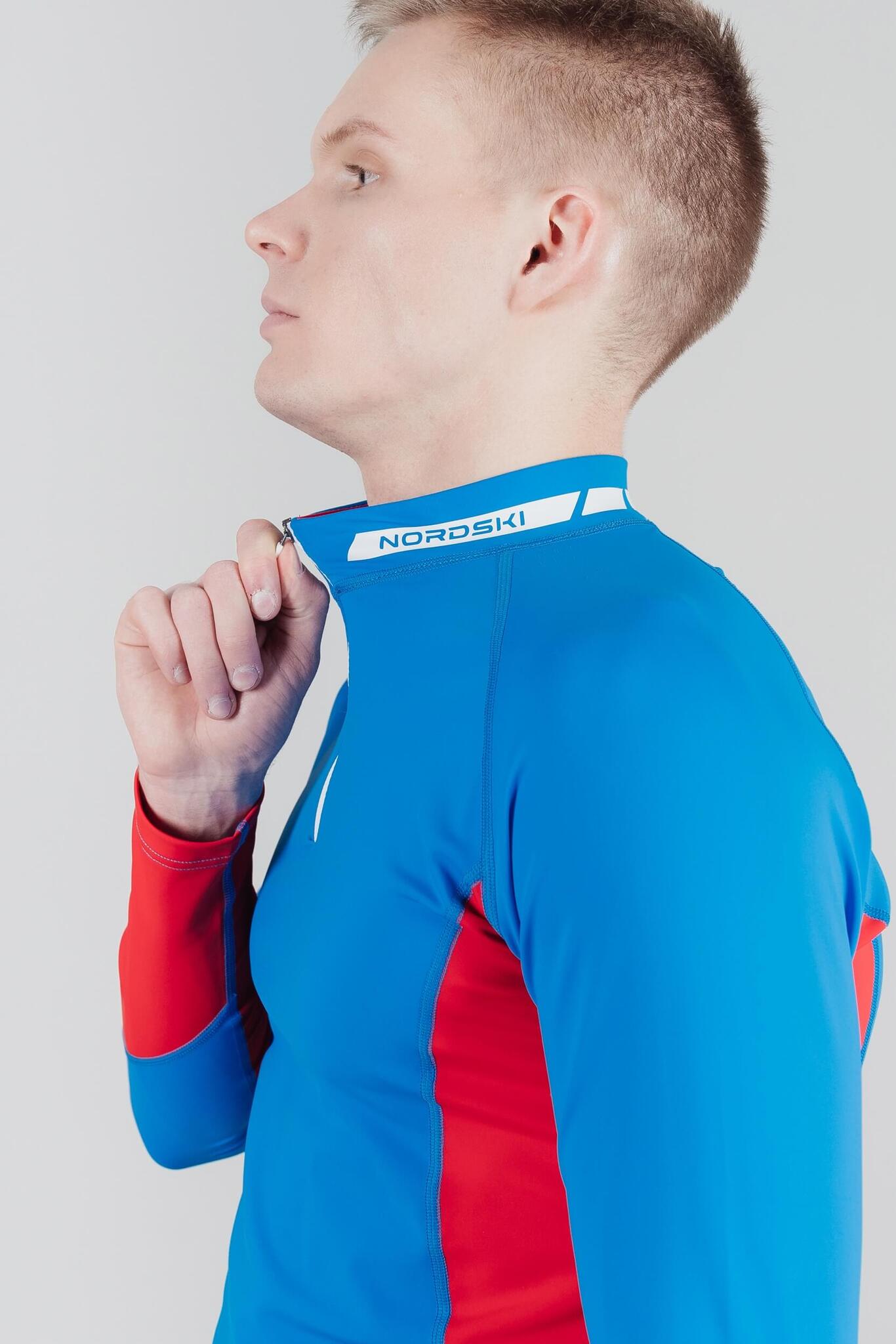 УЦЕНКА-Nordski Base лыжный гоночный комбинезон (РУБАШКА) blue-red - 4