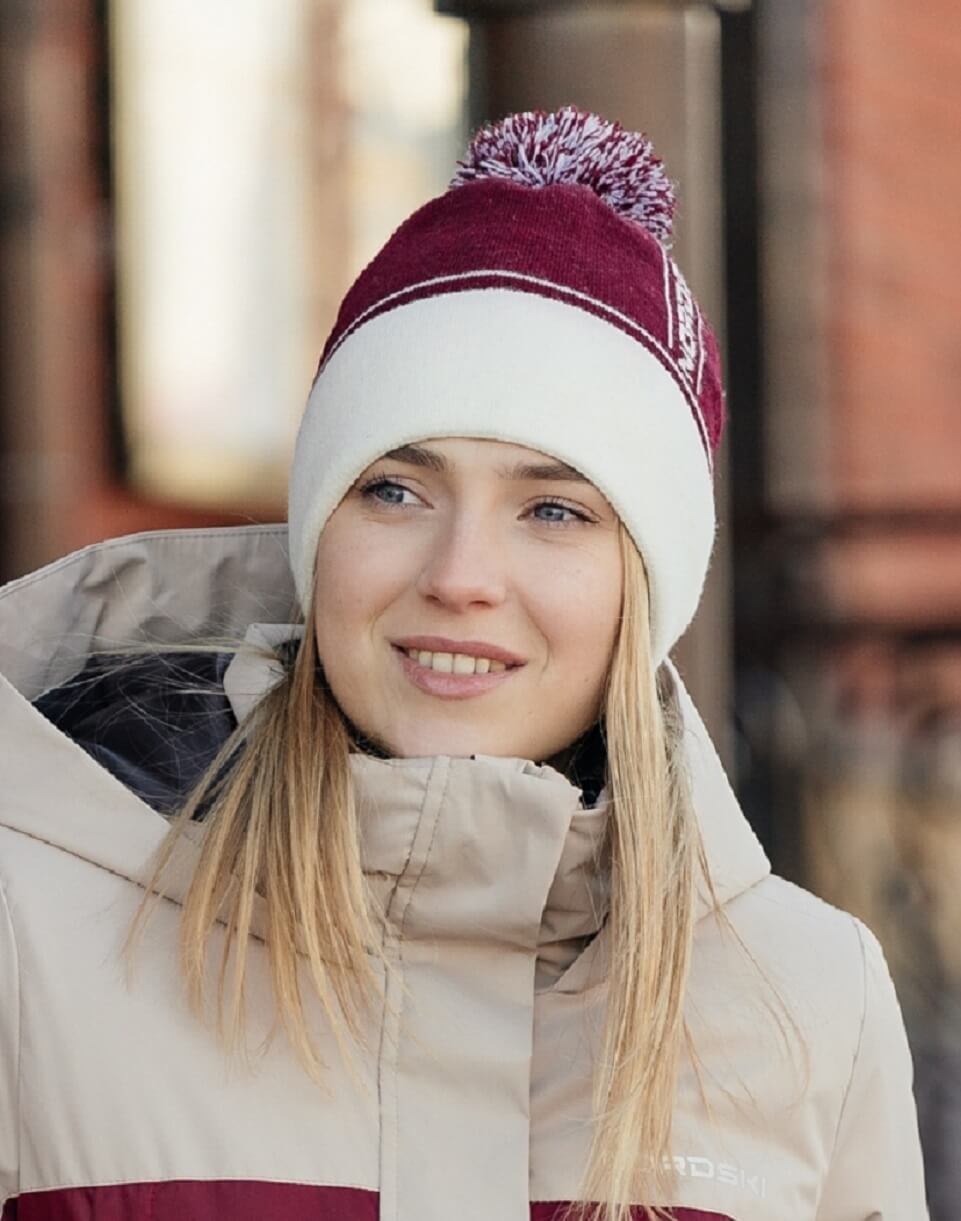 Вязаная шапка с ветрозащитой Nordski Arctic WS унисекс wine - 4
