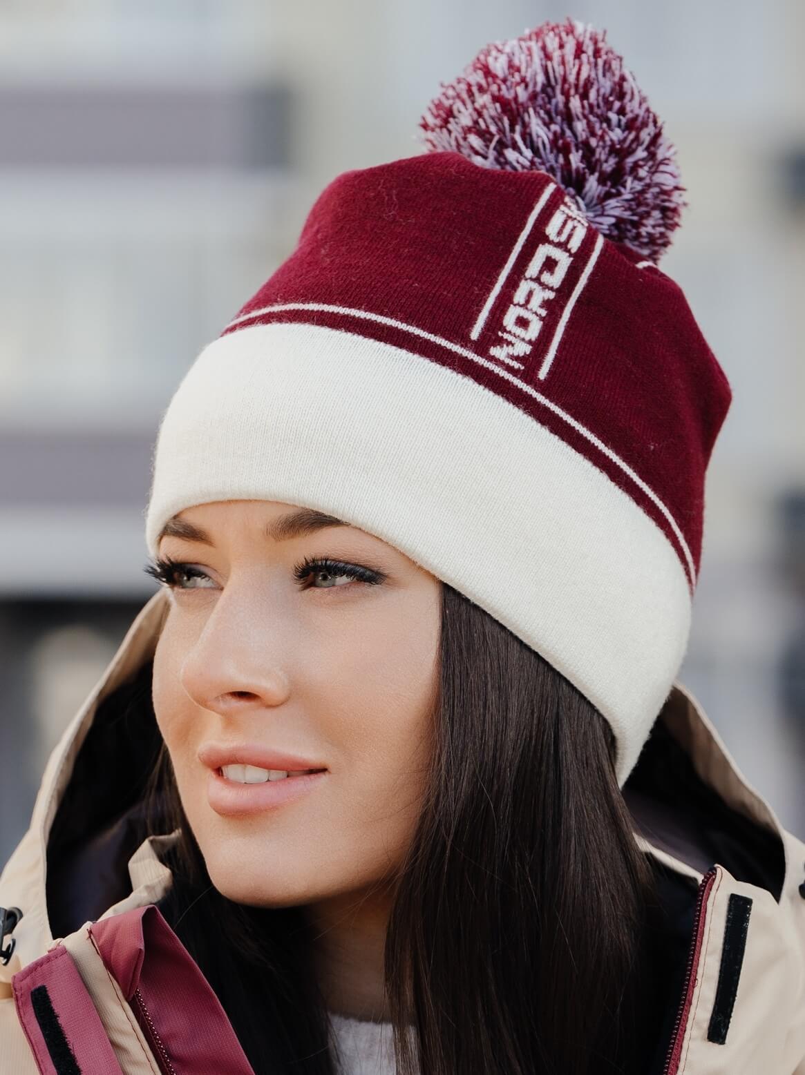 Вязаная шапка с ветрозащитой Nordski Arctic WS унисекс wine - 7