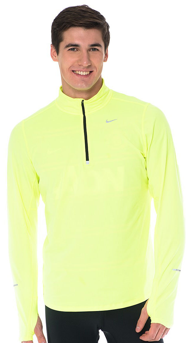 Футболка Nike Element 1/2 Zip LS /Рубашка беговая салатовая - 3