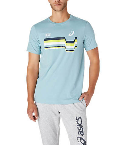 Asics 77 Tee футболка для бега мужская голубая