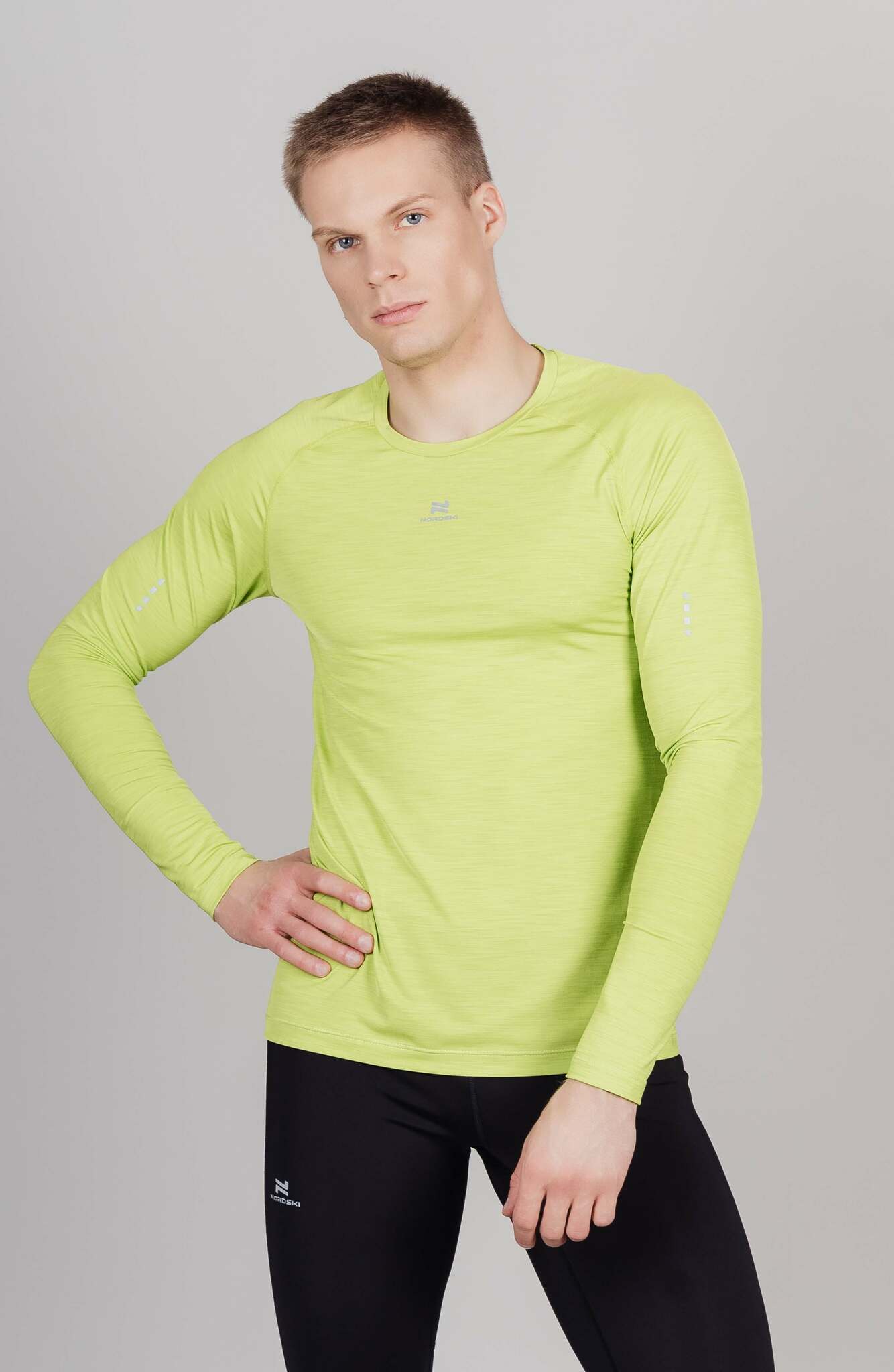 Мужская тренировочная футболка с длинным рукавом Nordski Pro lime green