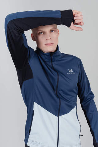 Nordski Pro тренировочная лыжная куртка мужская blue-pearl blue