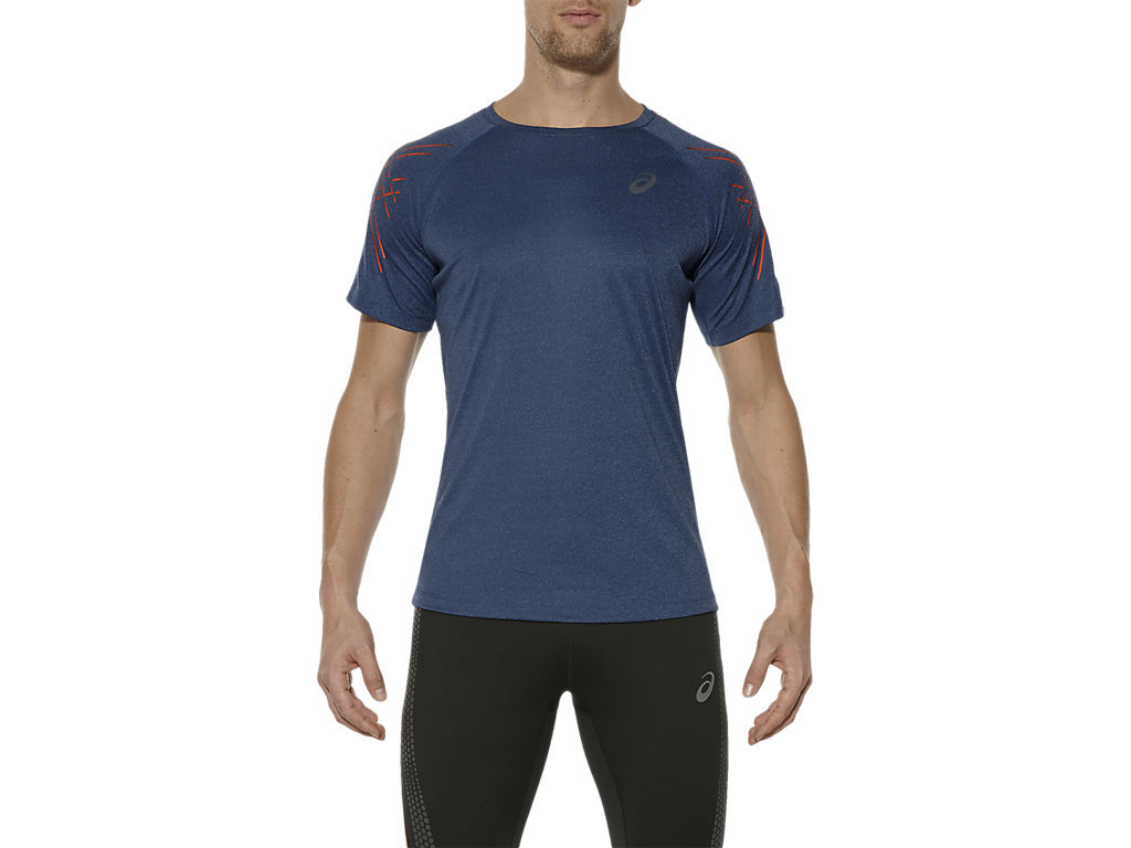 ASICS STRIPE SS TOP мужская спортивная футболка синяя - 2