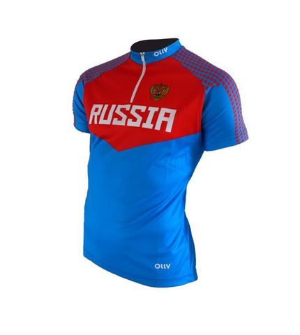 Olly Russia футболка беговая синяя-красная