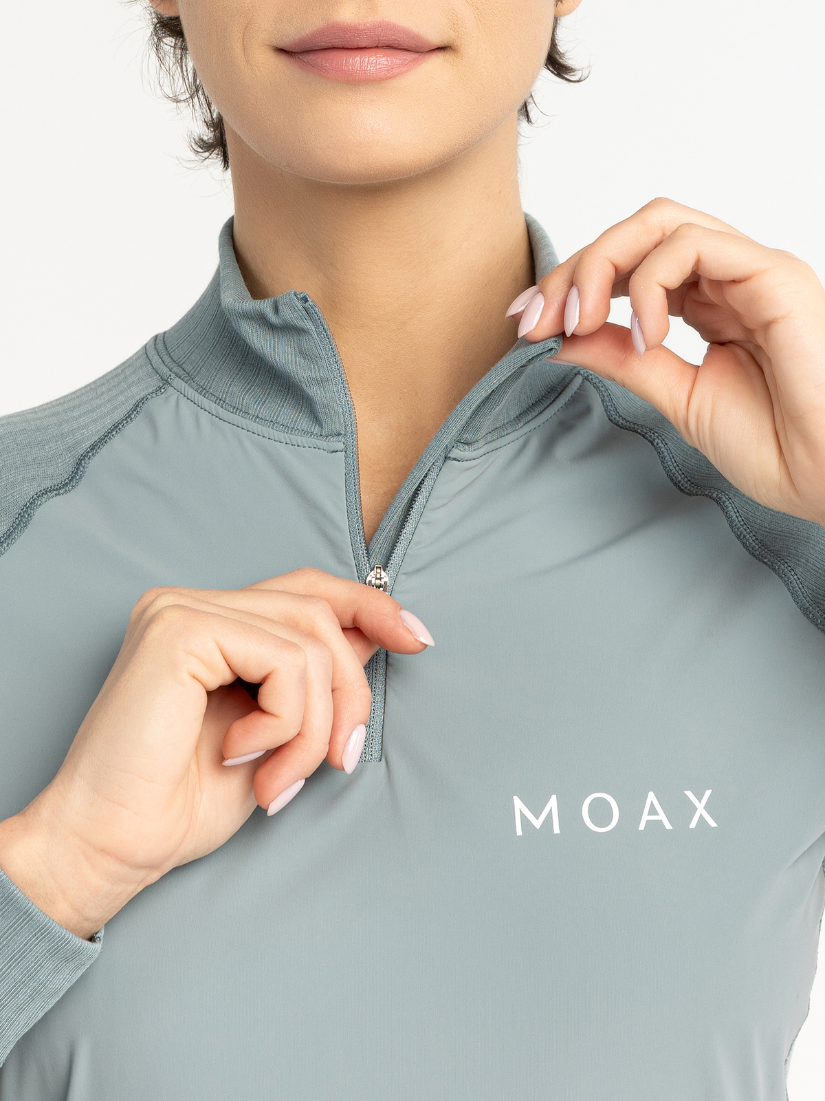 Женская терморубашка с ветрозащитой Moax Race Wind LS серо-зеленая - 6