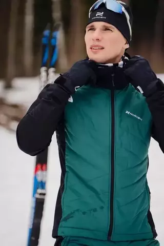 Мужская тренировочная куртка с капюшоном Nordski Hybrid Hood black-alpine green