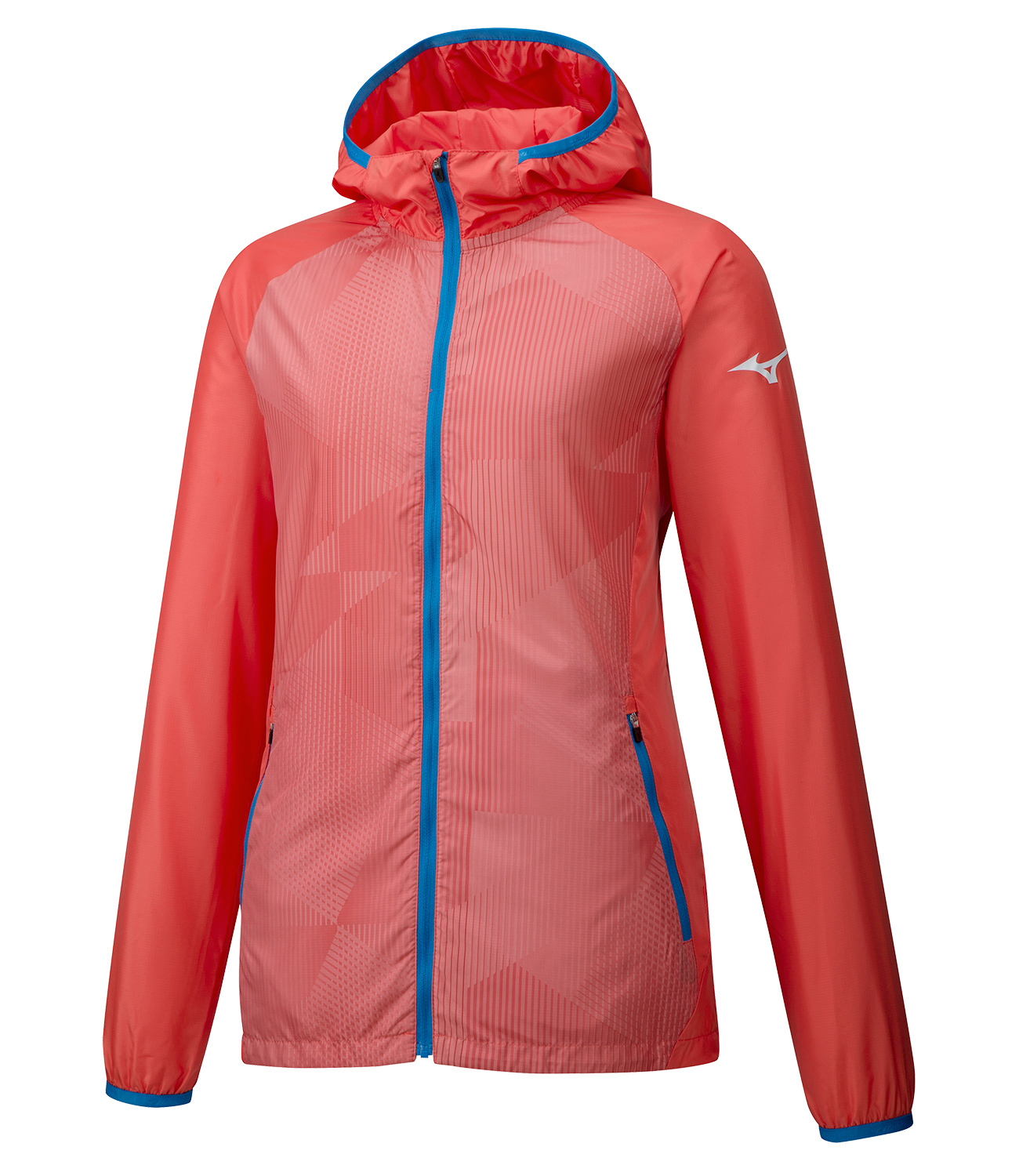 Mizuno Printed Hoodie Jacket куртка для бега женская коралловая