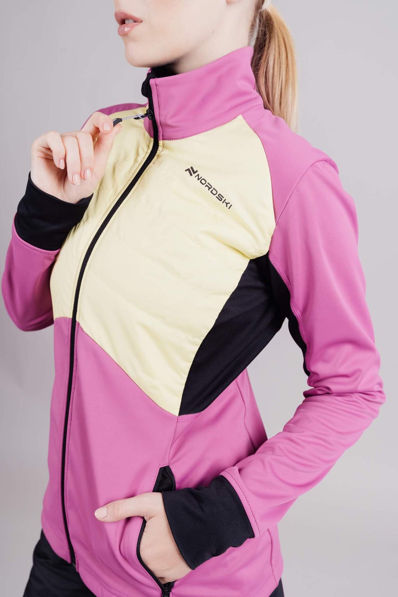 Куртка Беговая Nordski Hybrid w Fuchsia/Yellow. Куртка Nordski Hybrid Pink. Гибрид женский