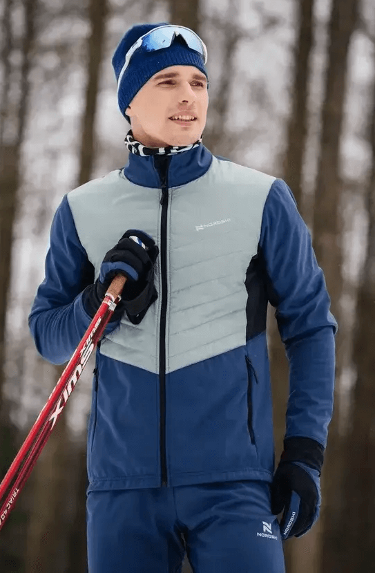 Мужская куртка для лыж и бега зимой Nordski Hybrid Pro blue-ice mint - 8