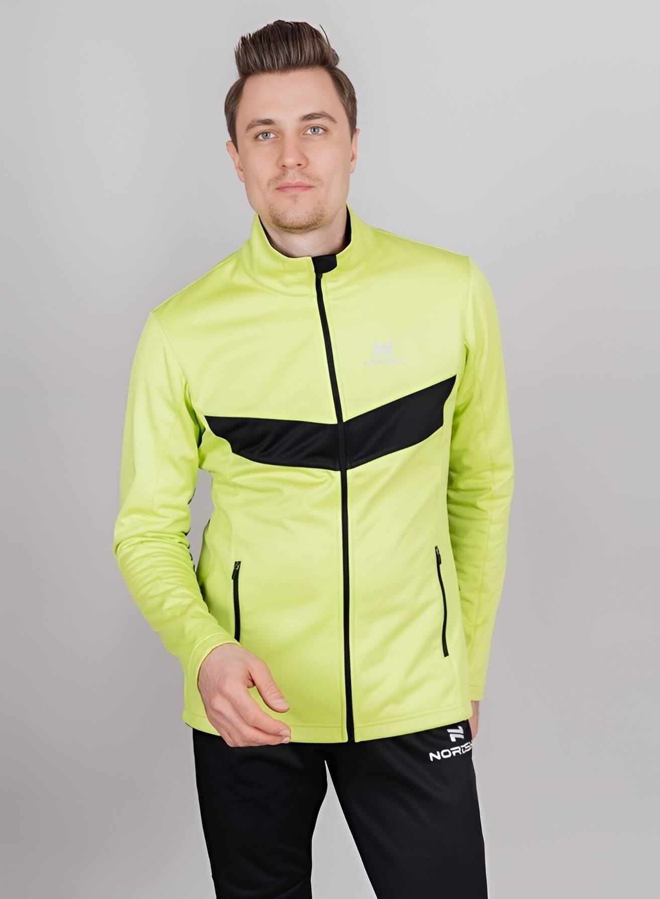 Мужская утепленная разминочная куртка Nordski Base lime-black