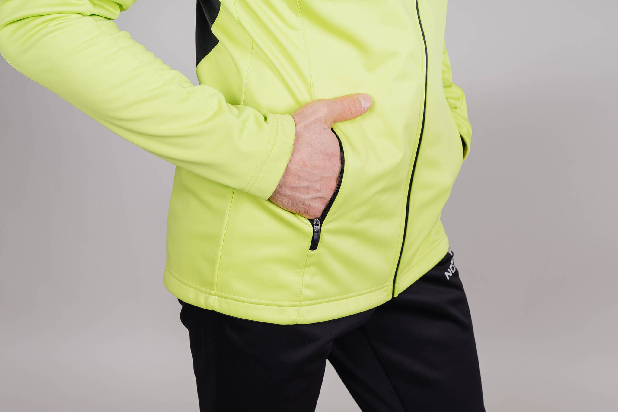 Мужская утепленная разминочная куртка Nordski Base lime-black - 6