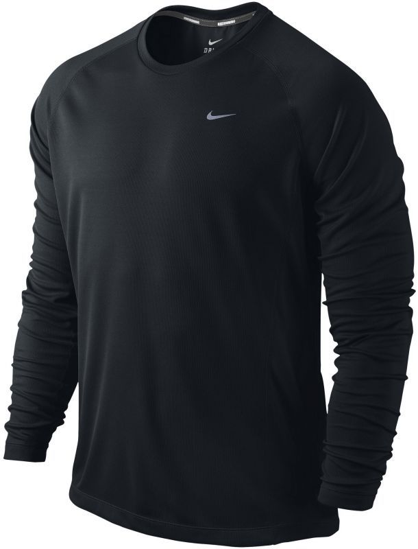 Футболка Nike Miler LS UV Top /Рубашка беговая чёрная - 1