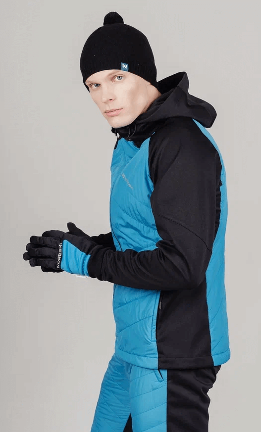 Мужской лыжный костюм с капюшоном Nordski Hybrid Warm light blue-black - 7