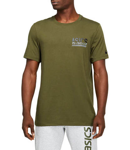 Asics Run Global Tee футболка для бега мужская хаки
