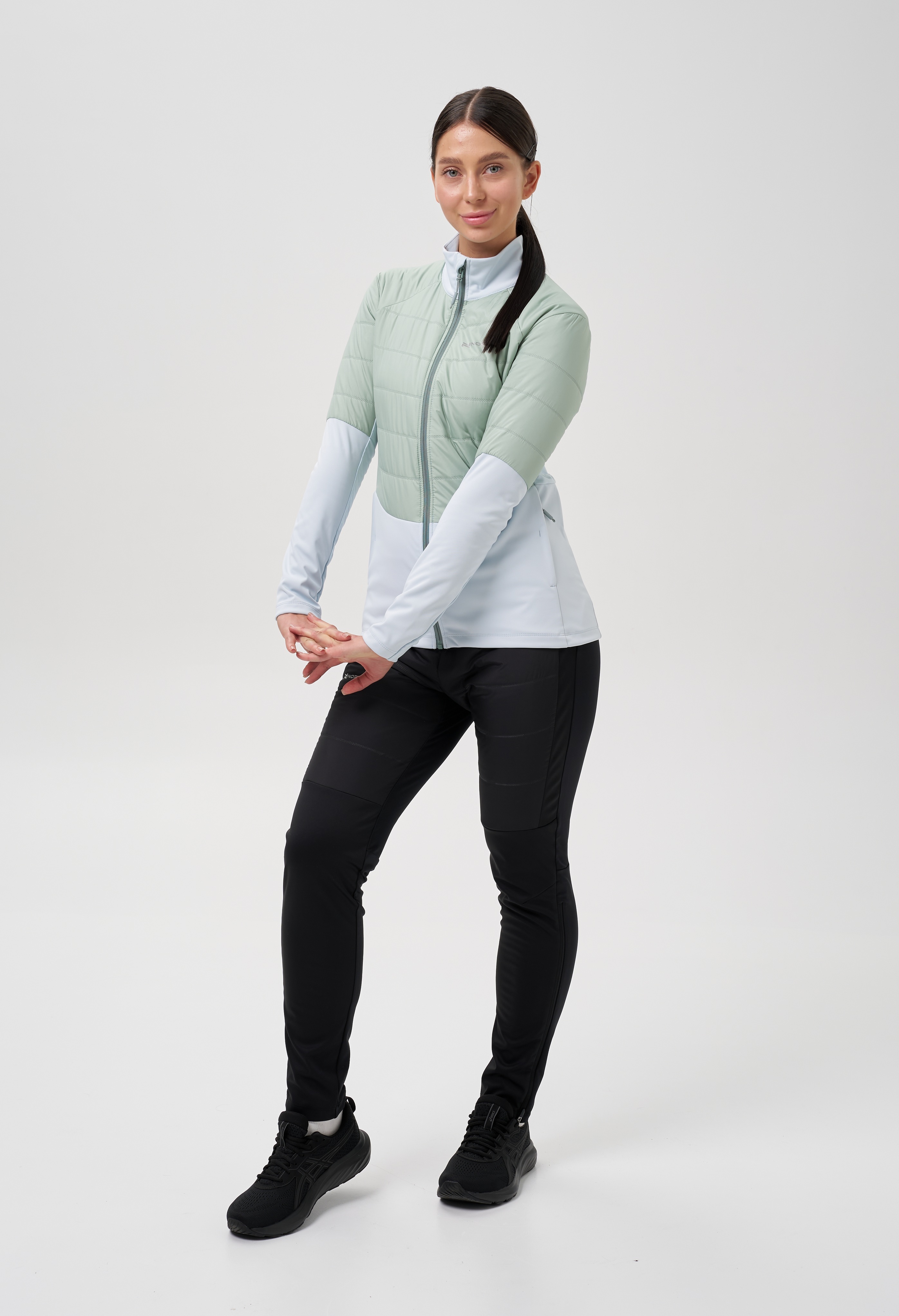 Женский костюм для лыж и бега зимой Nordski Hybrid Pro 2.0 pearl blue-ice mint - 2