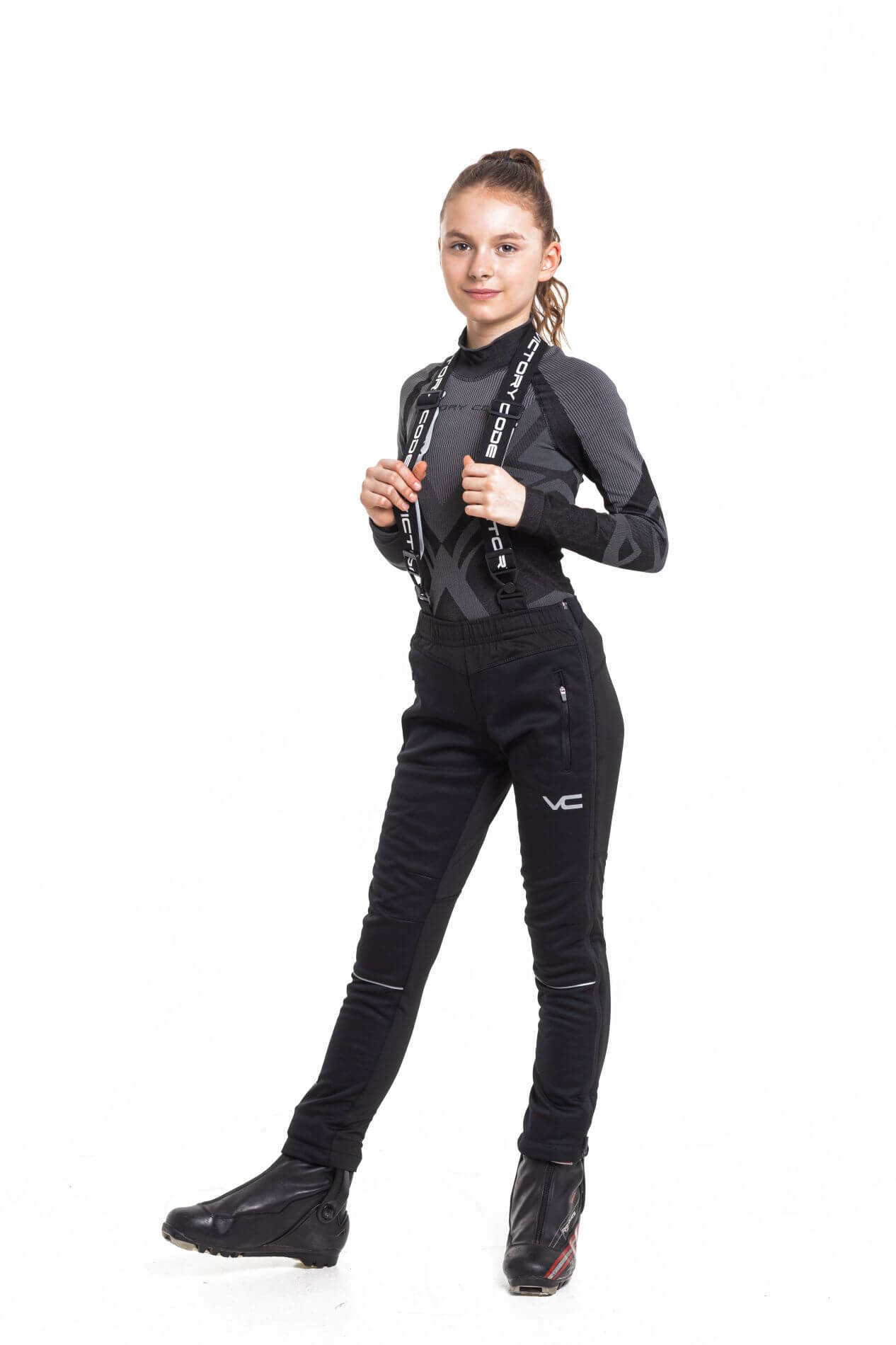 Victory Code Jr Dynamic детский разминочный лыжный костюм с лямками black - 4