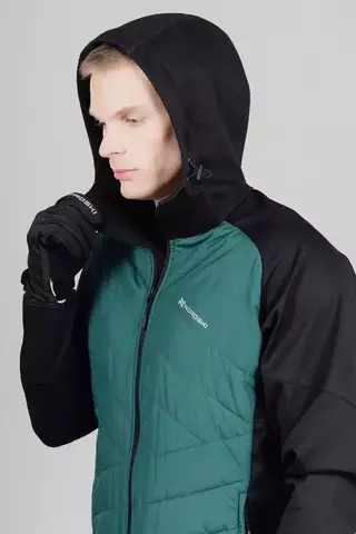 Мужской лыжный костюм с капюшоном Nordski Hybrid Pro black-alpine green