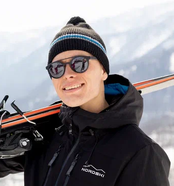Теплая лыжная шапка Nordski Frost черная-синяя - 2