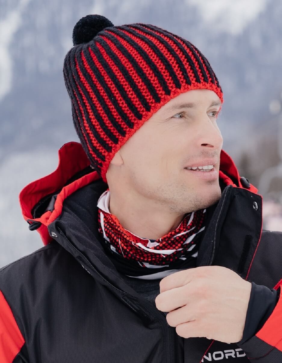 Вязаная шапка с шерстью Nordski Wool black-red - 6