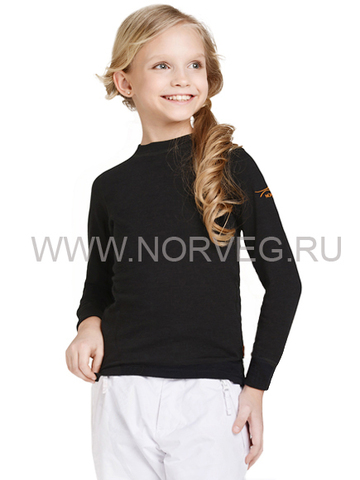 Термобелье рубашка Norveg Active Kids детская с длинным рукавом чёрная