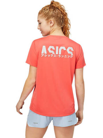 Asics Katakana Ss Top футболка для бега женская коралловая