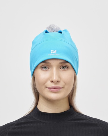 Тренировочная шапка с помпоном Nordski Train light blue