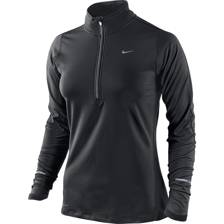 Футболка Nike Element H/Z (W) /Рубашка беговая чёрная
