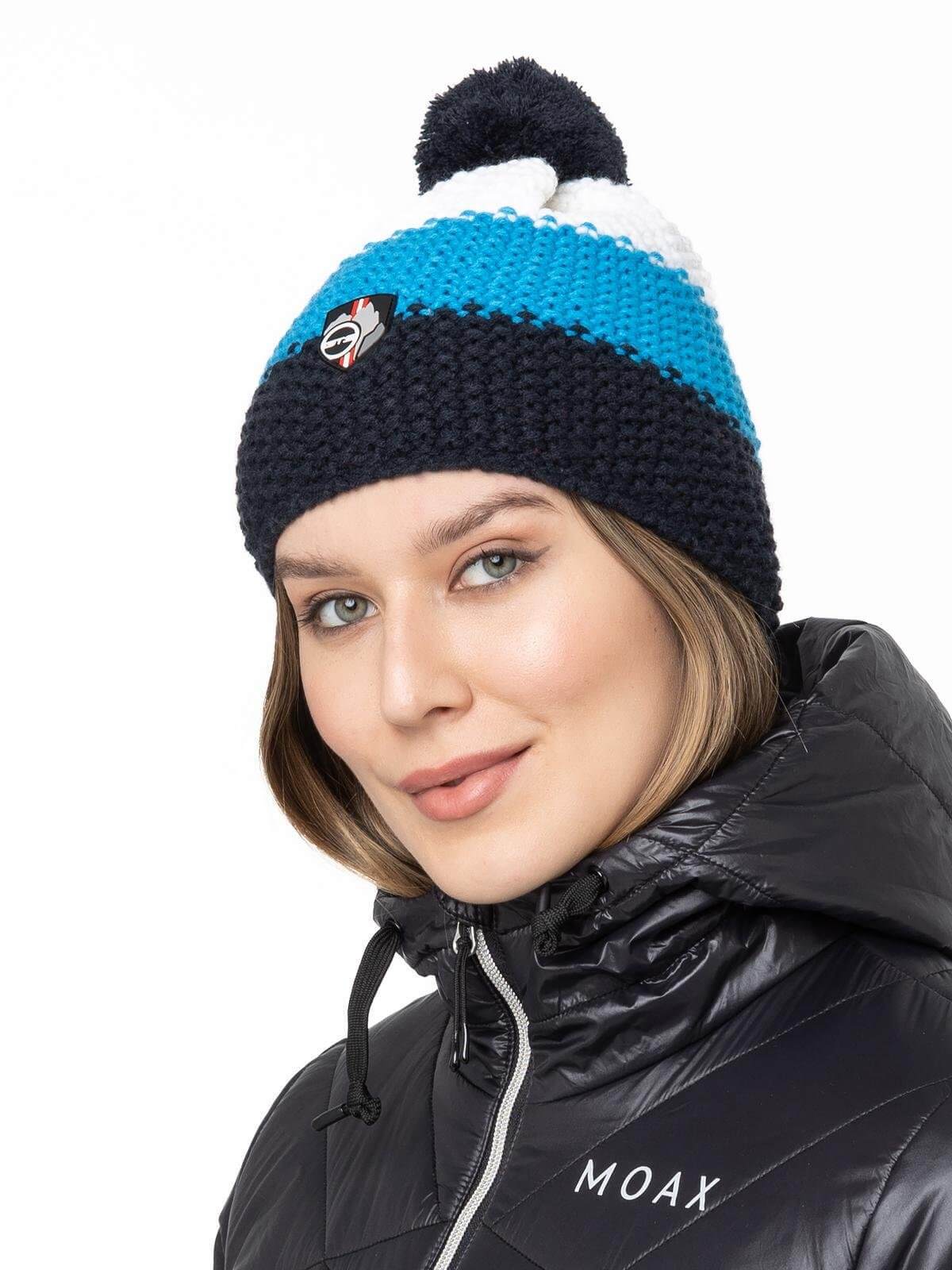 Вязаная шапка с помпоном GTS Corn Knit синяя - 5