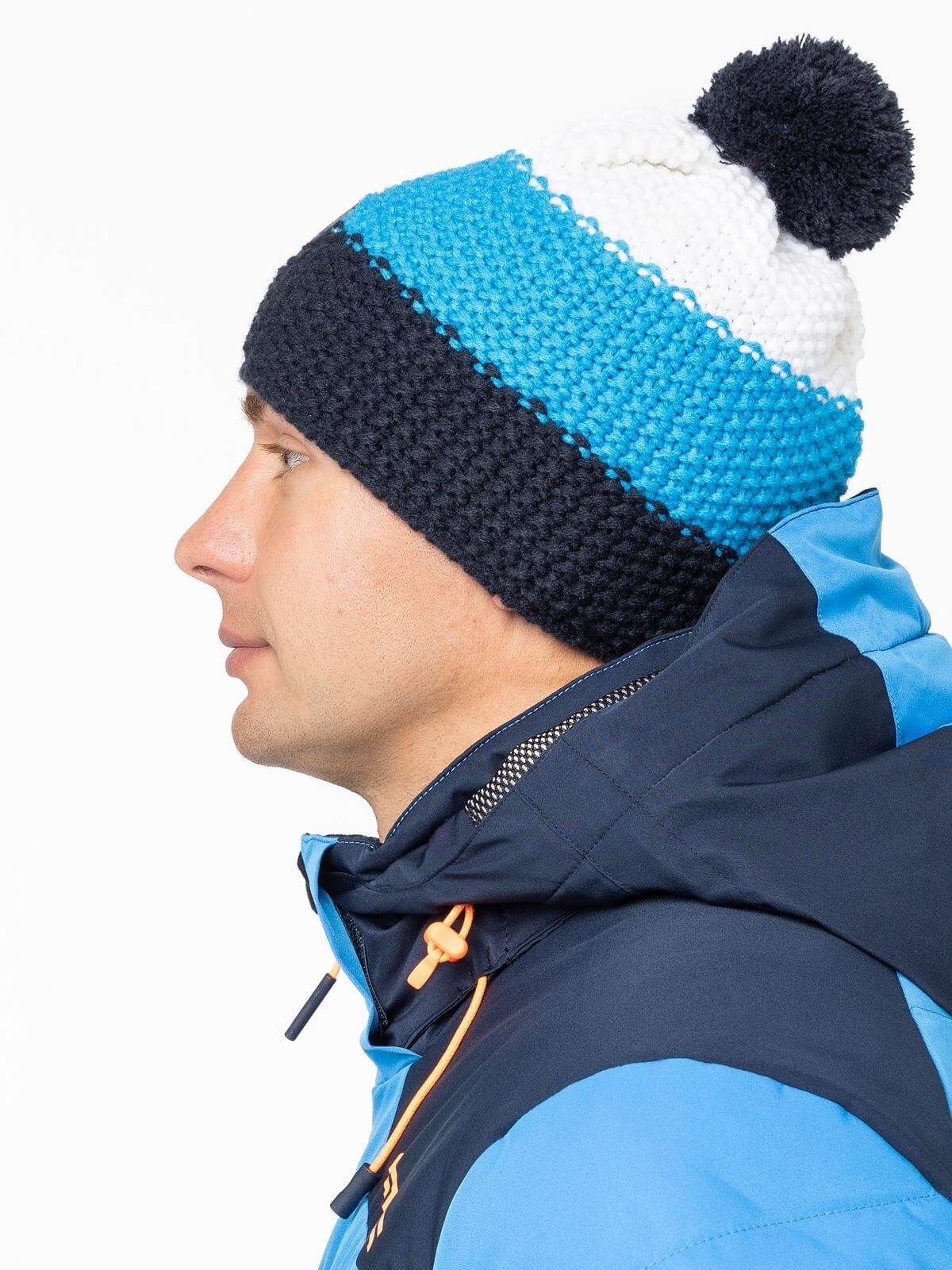 Вязаная шапка с помпоном GTS Corn Knit синяя - 3