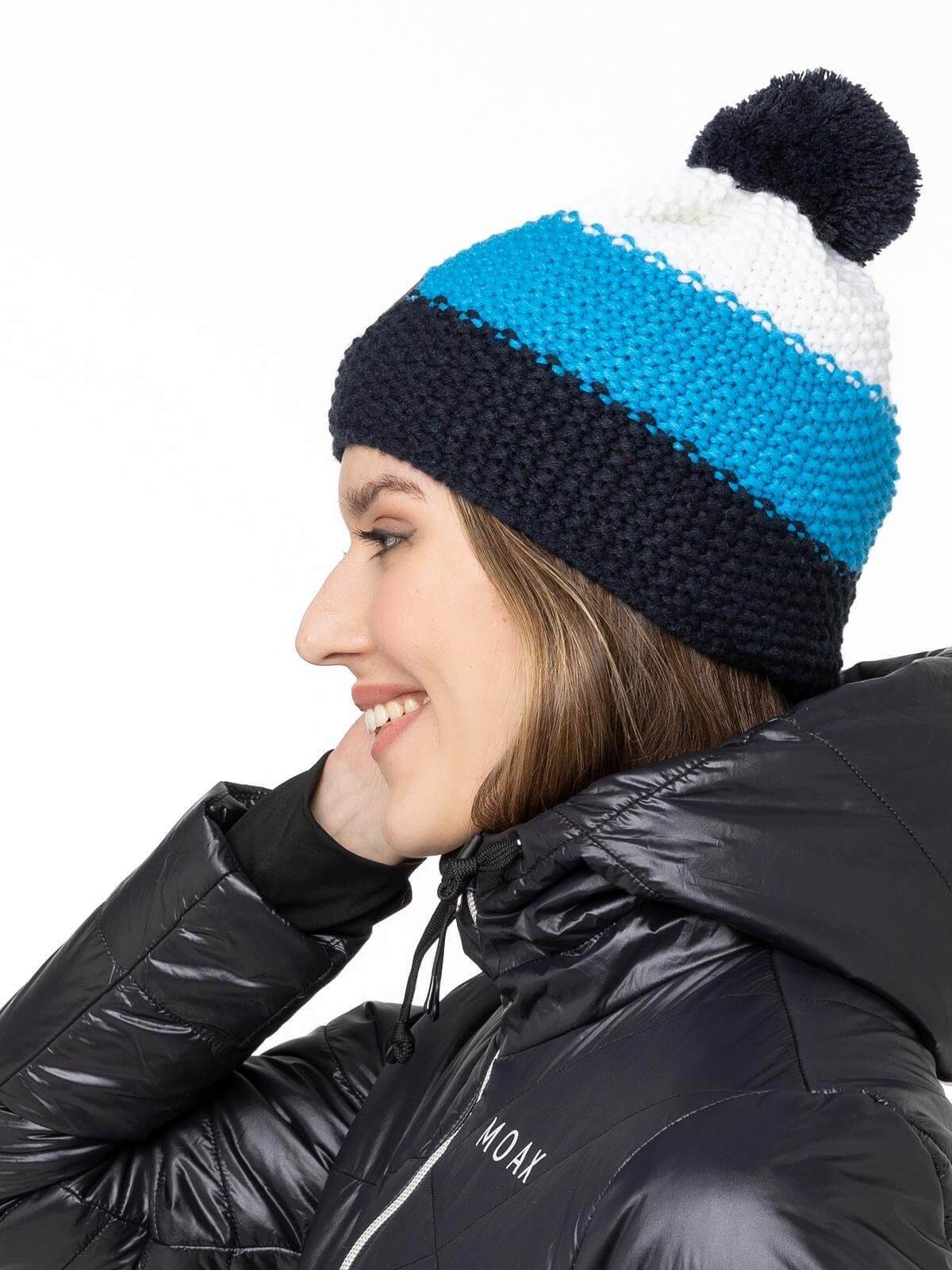 Вязаная шапка с помпоном GTS Corn Knit синяя - 7