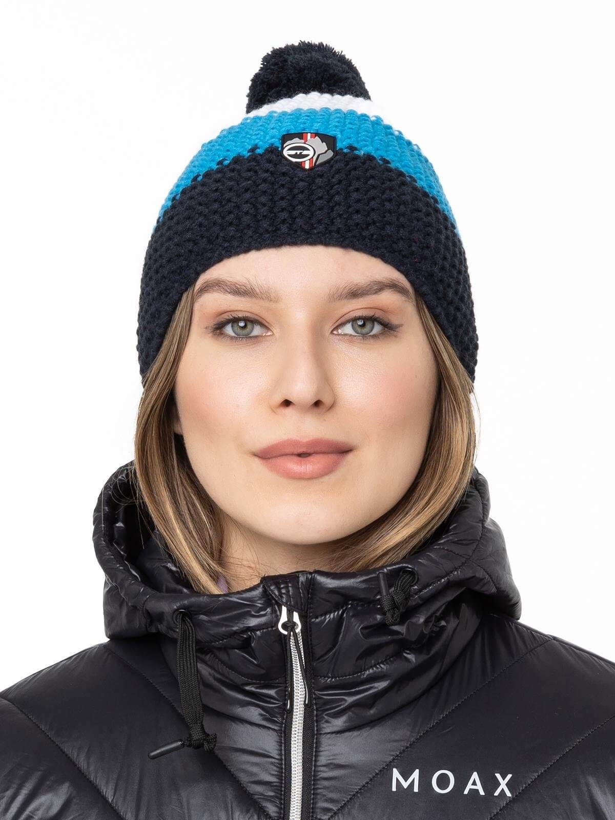 Вязаная шапка с помпоном GTS Corn Knit синяя - 6