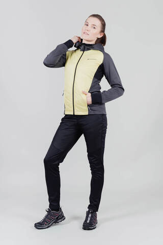 Женский беговой костюм с капюшоном Nordski Hybrid grey-yellow