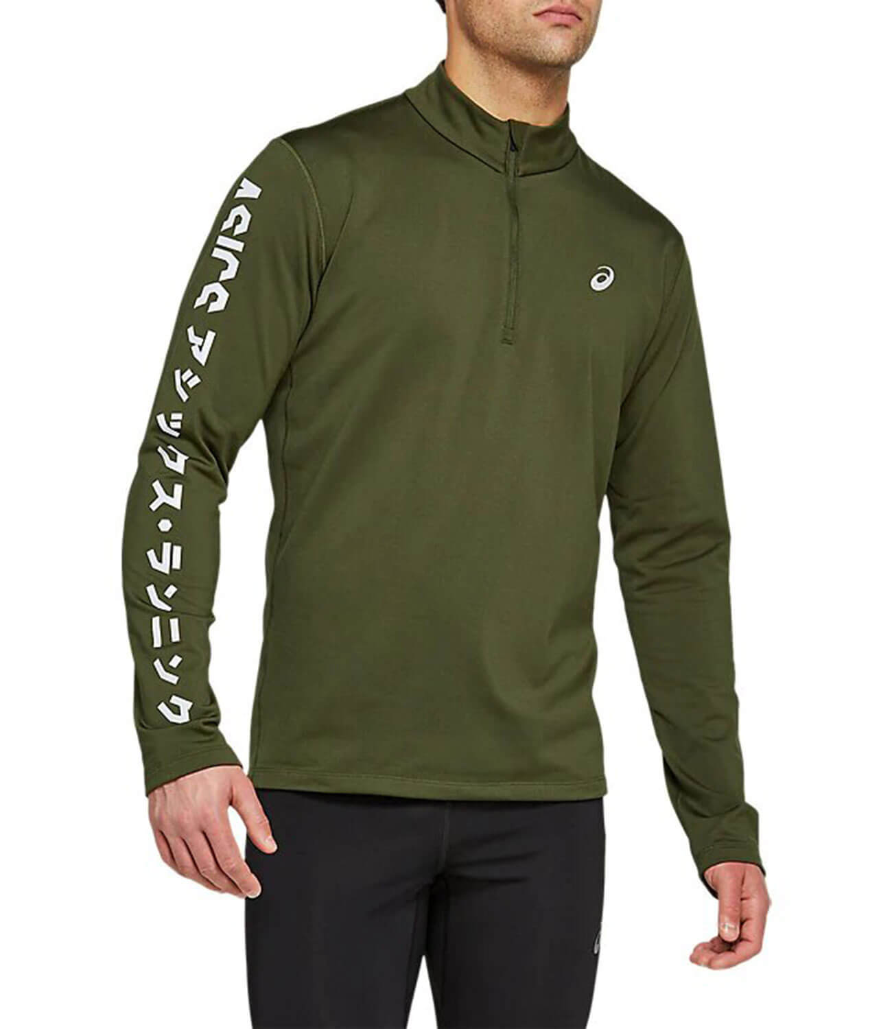 Asics Katakana Winter 1/2 Zip рубашка беговая мужская хаки