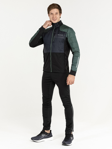 Мужской тренировочный лыжный костюм Moax Tauri Pro Hybrid Softshell зелено-черный