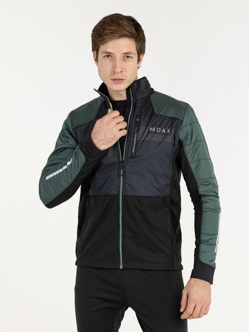 Мужской тренировочный лыжный костюм Moax Tauri Pro Hybrid Softshell зелено-черный