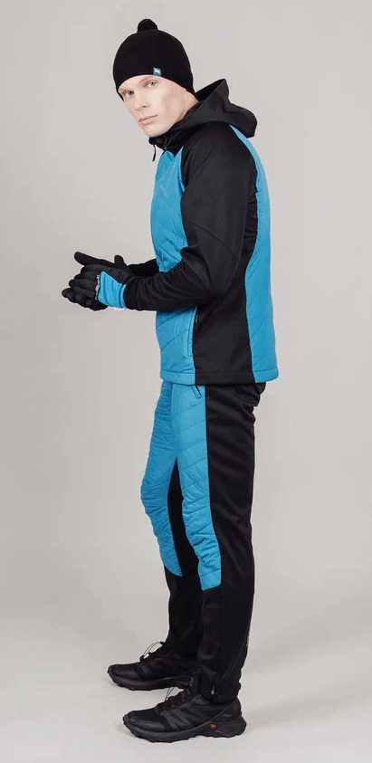 Мужские тренировочные лыжные брюки Nordski Hybrid Warm light blue-black - 9