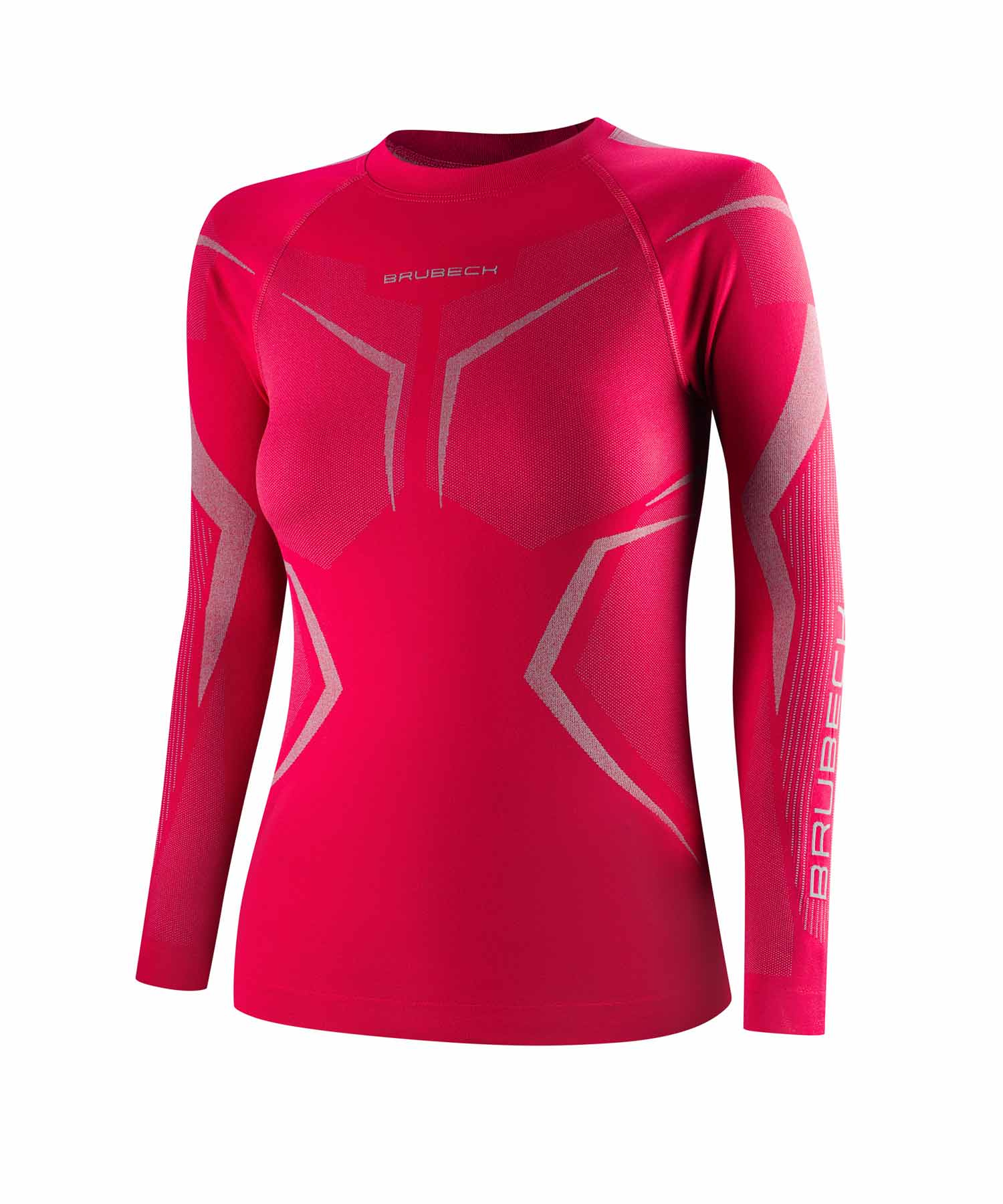 Женский термолонгслив Brubeck Dry малиновый-серый - 3