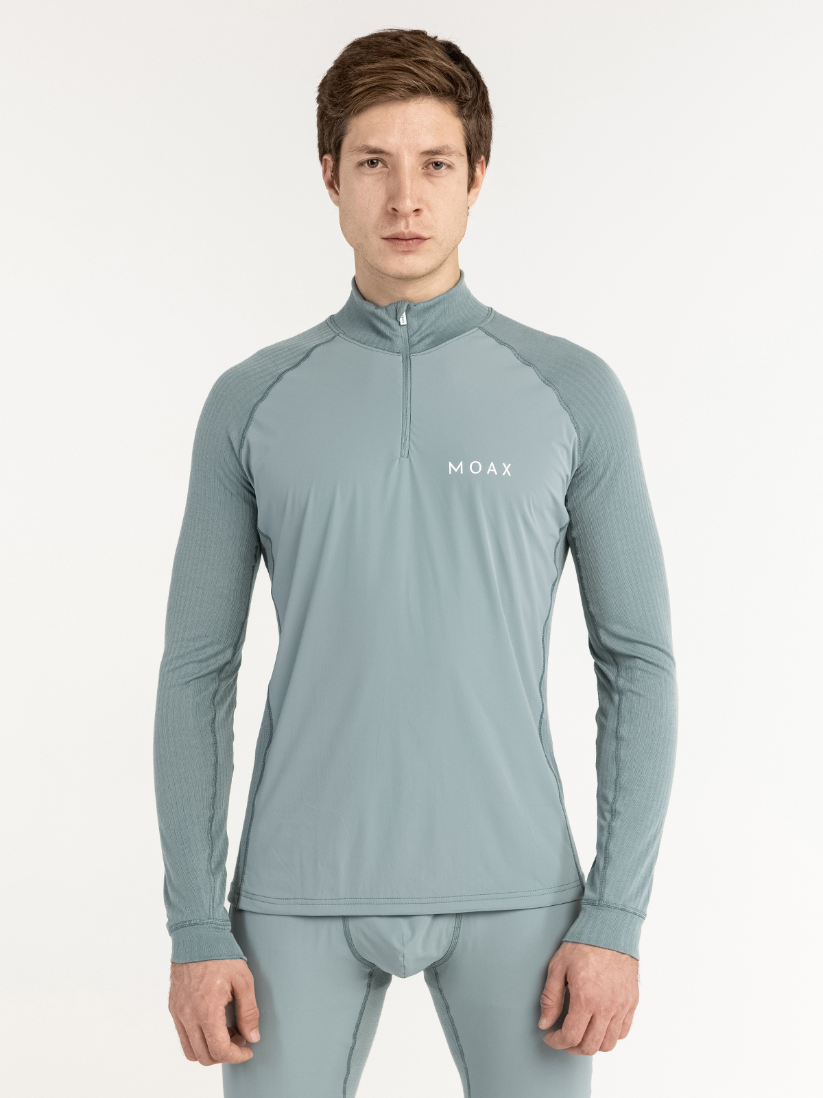 Мужская терморубашка с ветрозащитой Moax Race Wind LS серо-зеленая